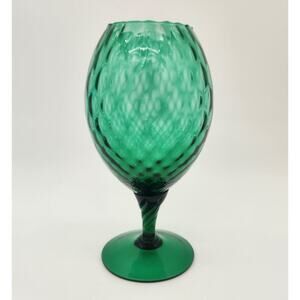 Italian‎ Vintage 1960/1970s Empoli Jade Blue Green Diamond Optic Balloon Glass